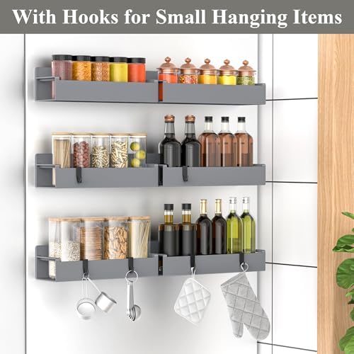 HuggieGems 6 Pack Dark Grey Magnetic Spice Rack Organizer - Image 2