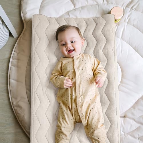 lulumoon Muslin Changing Pad Cover: Quilted Cotton Gentle on Baby's Skin - Image 3