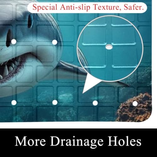Bathtub Mat Non Slip 26.8x15.1In, 3D Shark Bath Mat - Image 2