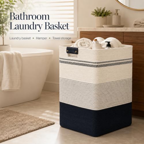 Laundry Hamper, Cotton Rope Laundry Basket - Image 3