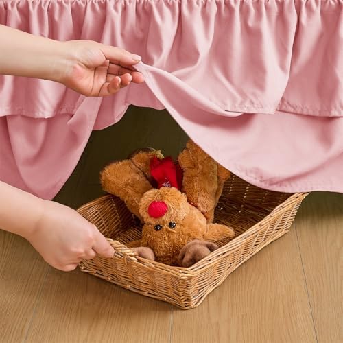 Ruffled Crib Bed Skirt, Light Pink, Soft Double Layer - Image 5