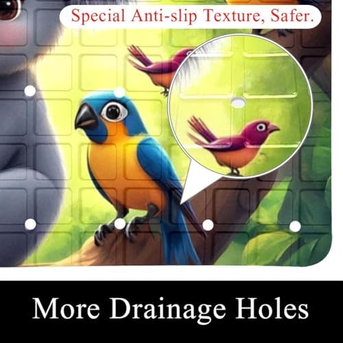 Bathtub Mat Non Slip 26.8x15.1In, Tropical Koala Bath Mat - Image 2