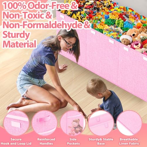 Large Toy Storage Box with Lid & Dividers, Collapsible Kids Toy Chest - Image 5