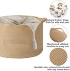 90L Extra Large Blanket Basket, Woven Rope Laundry Basket-Camel - Image 3