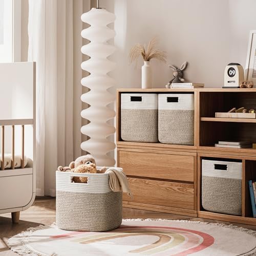 UBBCARE Set of 4 Storage Basket-12 X 12 X 12 in, Cotton Rope Basket - Image 5