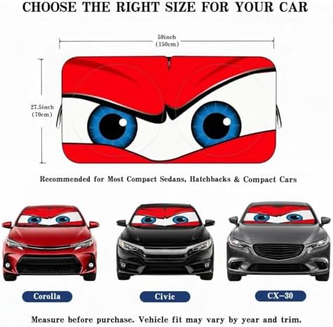 Car Windshield Sun Shade, Universal Fit Compact Sedan SUV, Angry Red - Image 5