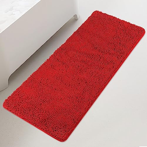 Yeaban Chenille Red Bathroom Runner Rug 24"x60" by Yeaban