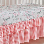 3 Pieces Pink Blue Rose Flowers Mini Crib Bedding Set Baby Ruffled Quilted - Image 7