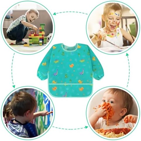 Accmor 3 Pack Long Sleeve Bibs, Baby Smock Waterproof Sleeved Bib Smock - Image 7