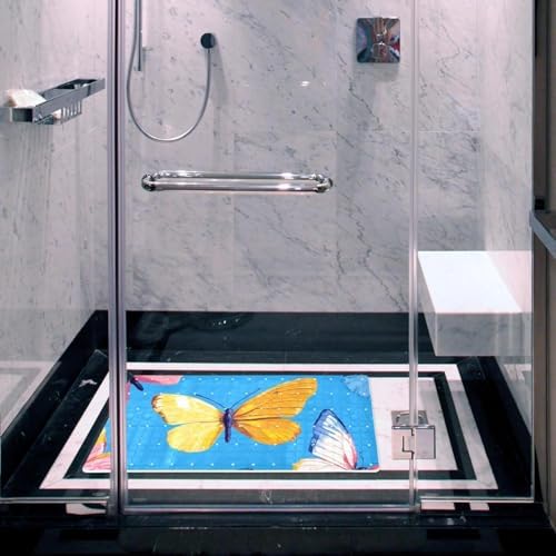 Bathtub Mat Non Slip 26.8x15.1In, Butterflies Bath Mat - Image 5