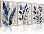 Blue Botanical Wall Art Abstract Leaf Canvas Prints Decor Modern Plant Wall Art by Unknown