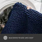 Yeaban Navy Blue Bathroom Rugs 17"x24", Chenille Bath Mats, Absorbent and - Image 5