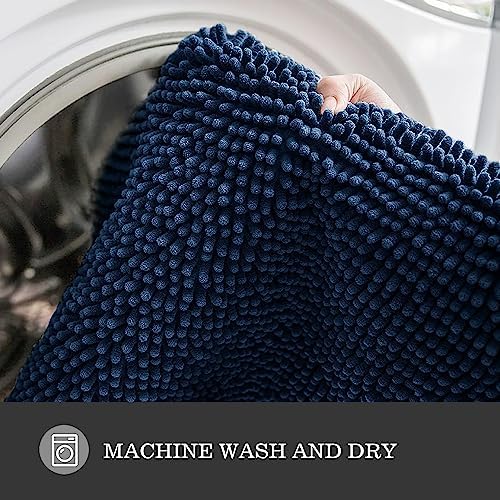Yeaban Navy Blue Bathroom Rugs 17"x24", Chenille Bath Mats, Absorbent and - Image 5