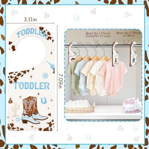 Baby Closet Dividers 8PCS, Western Cowboy Theme Wooden Double-Sided Clothes - Image 2