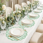 100 Pcs Sage Green Striped Paper Placemats 13.5 Inch Disposable Round Placemat - Image 7