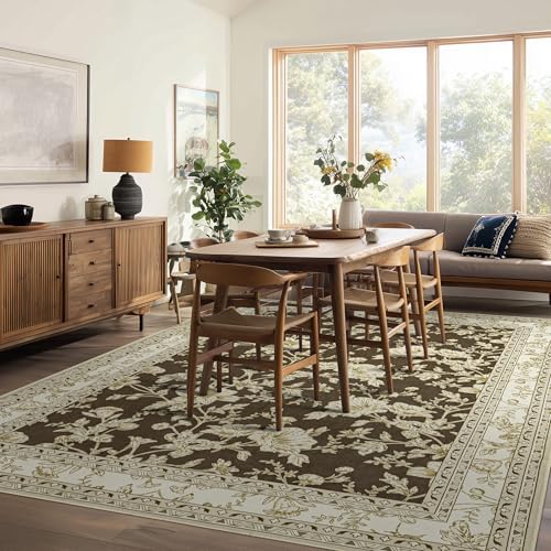 Brown and Cream Rug 5x7 for Living Room Boho Neutral Bedroom Rugs Washable - Image 2