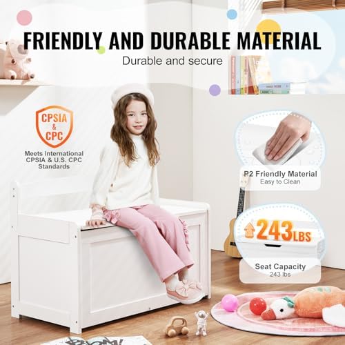 VEVOR Wooden Toy Chest for Kids, Toddler Toy Storage Box - Image 7