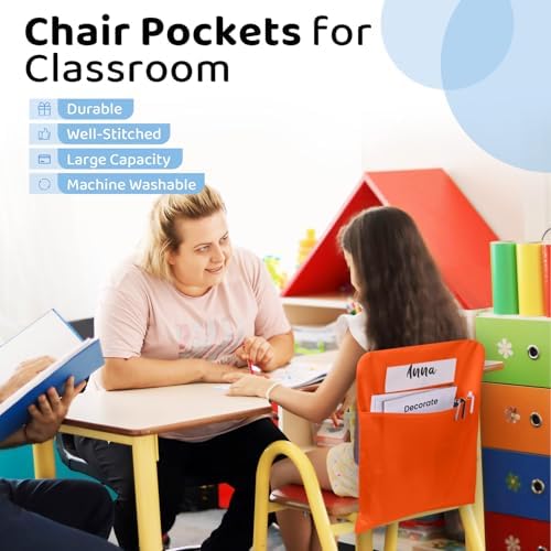 White Chair Pockets for Classroom 18 x 14 Inch Back Organizer Seat Pockets for - Image 6