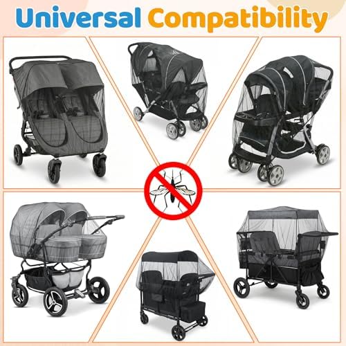 Orzbow 2 Pack Mosquito Net for Double Stroller Side-by-Side - Image 3