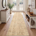Neutral Tan 2.6x8 Runner Rug for Entryway Non Slip, Low Pile Thin Washable by Jainmy