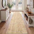 Neutral Tan 2.6x8 Runner Rug for Entryway Non Slip, Low Pile Thin Washable by Jainmy