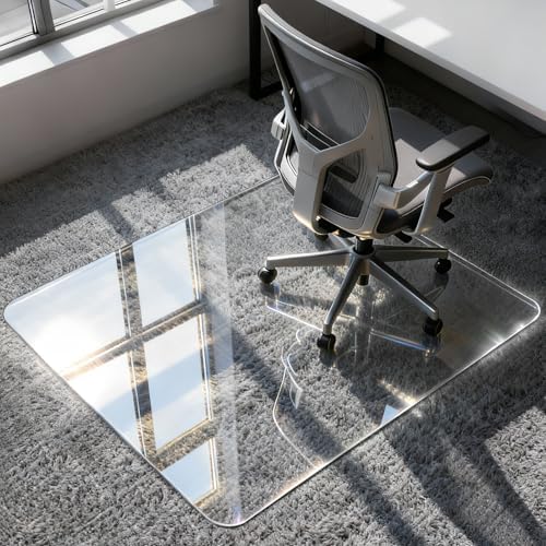 Azadx Tempered Glass Chair Mat for Carpet 36" x 48" Heavy Duty Chair Mat by Azadx