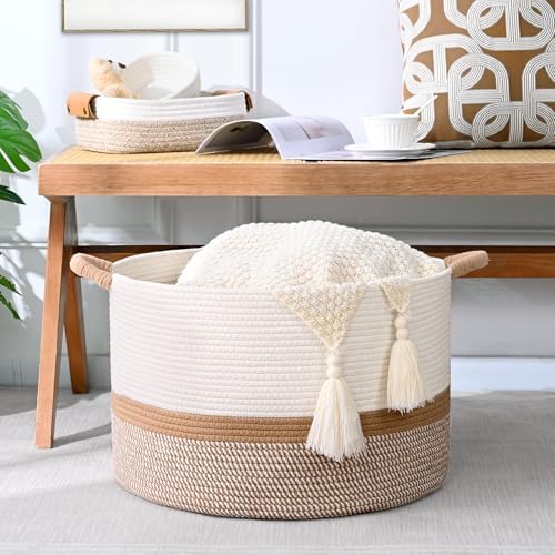 45L Blanket Basket, 17.5"x11.5" Woven Storage Baskets - Image 5