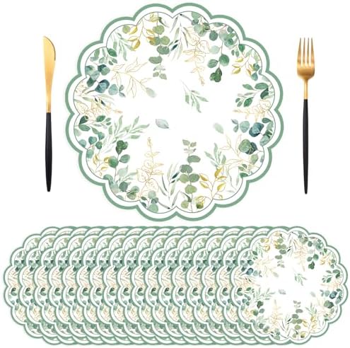 50PCS Watercolor Eucalyptus Paper Placemats Disposable Placemats by Unknown