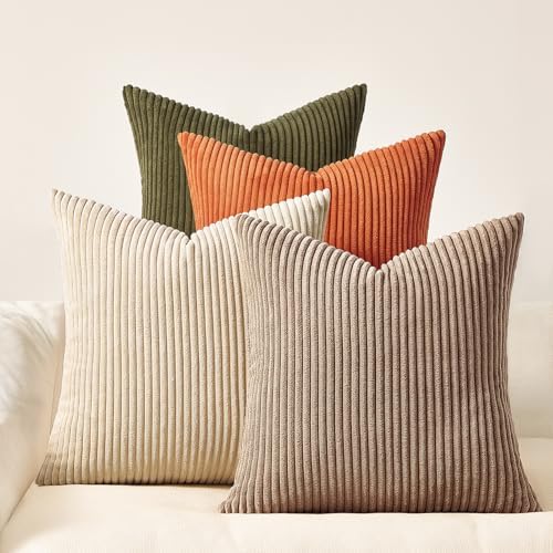 Topfinel Rust OliveGreen Throw Pillow Covers 18x18 Inch Set of 4 Boho Farmhouse by Topfinel