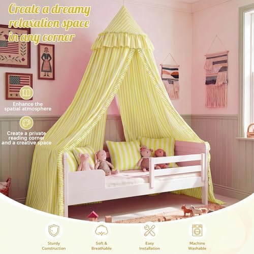 SmoothNovelty Yellow Striped Bed Canopy - Image 5
