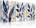 Blue Botanical Wall Art Abstract Leaf Canvas Prints Decor Modern Plant Wall Art by Unknown