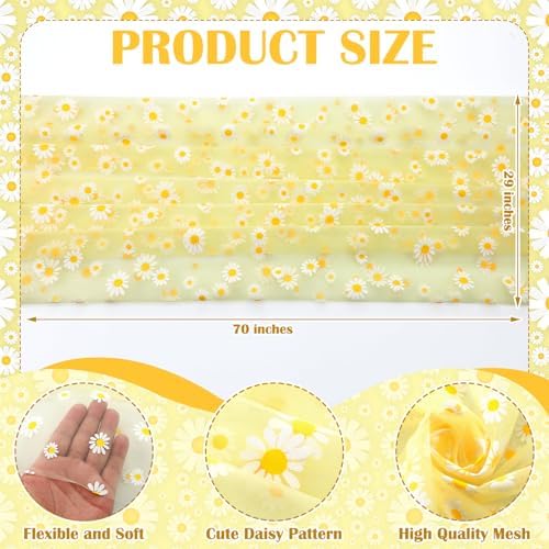 4 Pcs Yellow Daisy Table Runner 29x70 Inch, Lace - Image 2