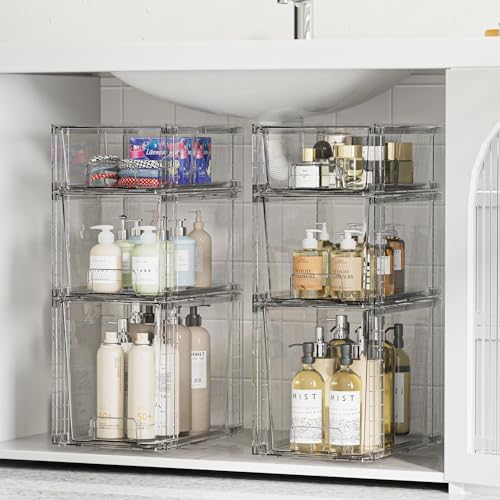 Vtopmart Clear Stackable Storage Drawers, 6 Pack Tall Organizer Set - Image 2