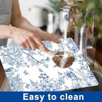 Blue Floral Placemats Set of 6 Flower Bird Plastic Table Mats Seasonal Spring - Image 4