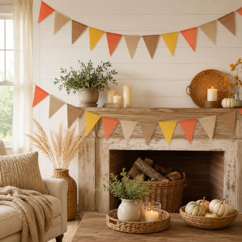 G2PLUS Fall Banner, Pennant Banner Orange Triangle Flag Bunting 36PCS - Image 4
