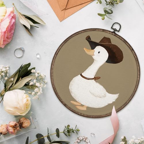 GWFSJYU Vintage Western Duck Framed Wall Art, Duck Bathroom Decor, Cowboy Duck - Image 2