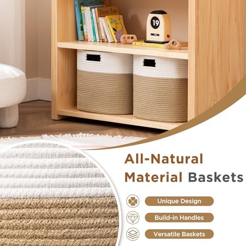 UBBCARE Set of 4 Storage Basket-13 X 13 X 13 in, Cotton Rope Basket - Image 3