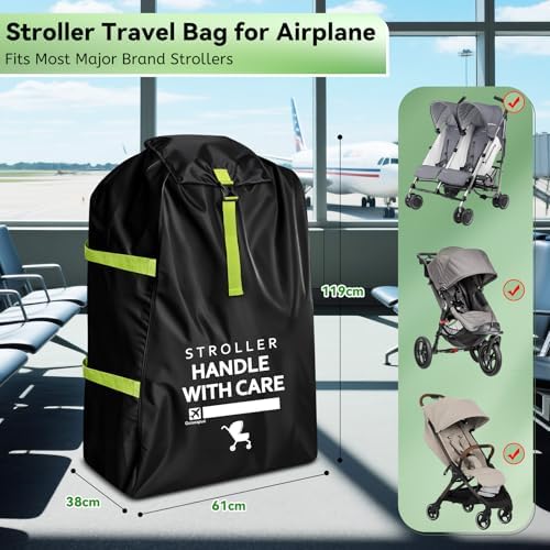 Large Stroller Bag for Airplane: 47"H x 24"W x 15"D Travel Stroller Cover - Image 2