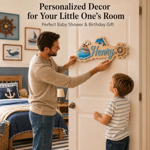 Custom Name Sign for Nursery, Personalized Wooden Kids Room Door Sign - Image 2