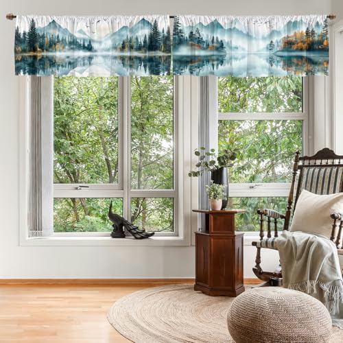 Misty Forest Valance Curtain for Windows 2 Pack Landscape Mountain Pine Tree - Image 7