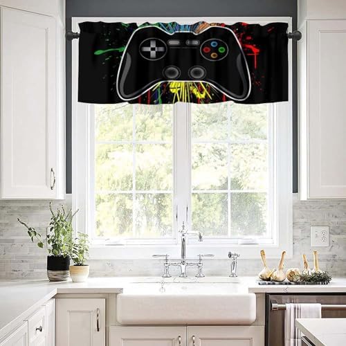 Gamepad Valances Kitchen Window Curtains, Colorful Game Controller Graffiti - Image 6