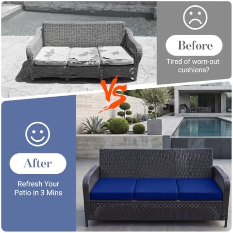 3Pcs Patio Cushion Covers Stretch Outdoor Furniture Protector Slipcovers - Image 5