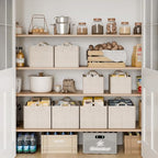 StorageWorks Fabric Storage Bins, Khaki and Beige Stripes - Image 4