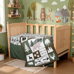 Hahafelt 3 Piece Patchwork Woodland Bear Elk Crib Bedding Set - Image 4