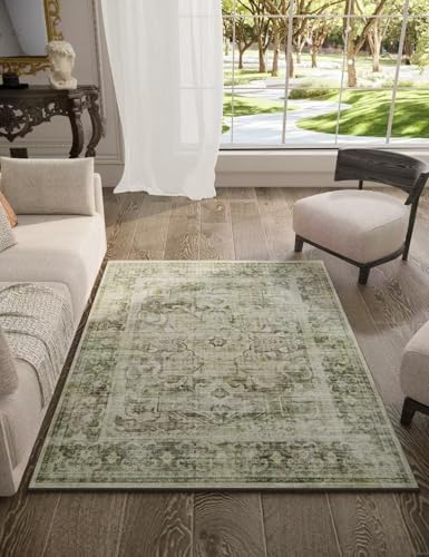 3x5 Washable Area Rug for Bedroom: Entryway Rug Non Slip Small Throw Carpet by palohom