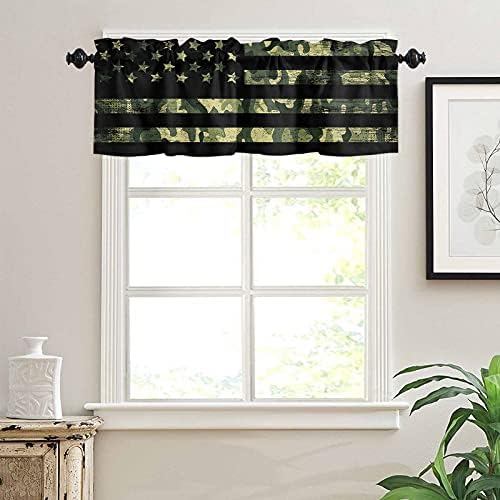 Vandarllin Valance Curtains for Kitchen Window, Rustic Green Camo Military - Image 3