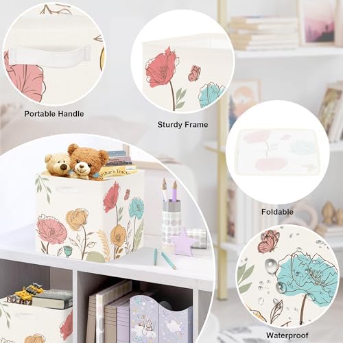 11.8" Wild Flower Storage Cube Organizer Set 3Pcs Clothes Storage Basket Bin - Image 6