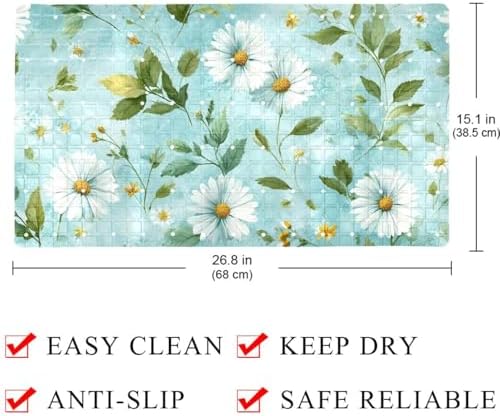 Shower Mat Non Slip 26.8 x 15.1 Inches, Daisies Bathtub Mat Shower Stall Mats - Image 3