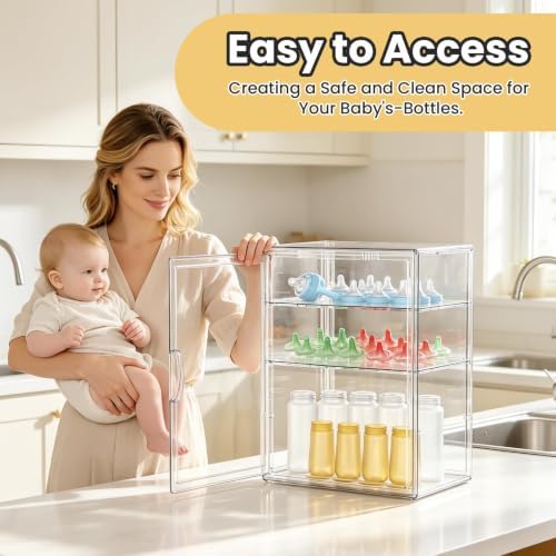 BOHOIDEE 15.7"X11.8"X9.8" Baby Bottle Organizer 3 Tier Clear Acrylic Storage - Image 7