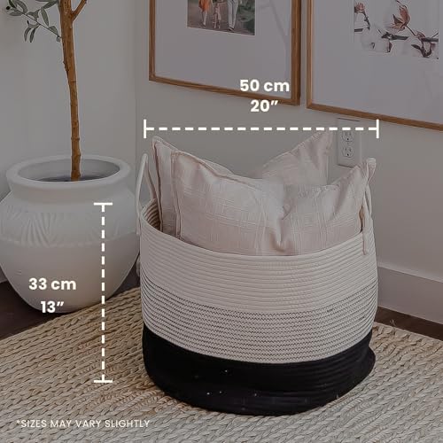 OrganiHaus Round Toy Basket & Blanket Basket, Cotton Rope 20x13" - Image 2